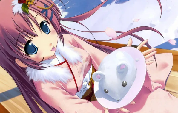 Mood, anime, mouse, art, girl, robe