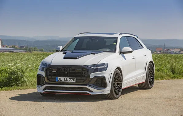 Machine, the sky, grass, Audi, lights, tuning, Audi, the hood