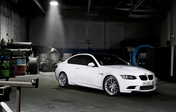 White, darkness, tuning, garage, BMW, BMW, tuning, the front