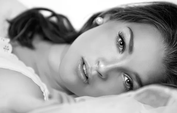 Picture eyes, look, face, hair, portrait, lips, beauty, black and white