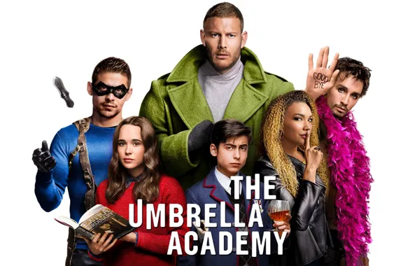 Picture look, white background, the series, actors, Movies, The Umbrella Academy, The Umbrella Academy