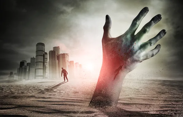 Sand, the sky, hand, zombies, horror