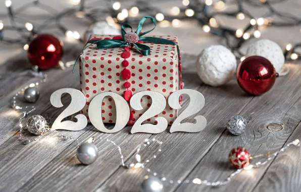 Balls, gift, balls, Board, Christmas, figures, New year, 2022