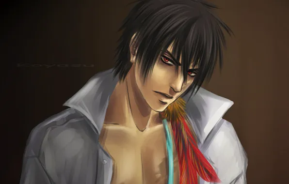 Feathers, art, guy, koyasu, Katekyo Hitman Reborn!, senses