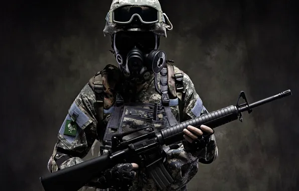 Weapons, machine, gas mask, Soldiers, special forces