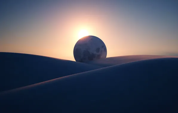 Wallpaper, the moon, desert, Microsoft, Eclipse
