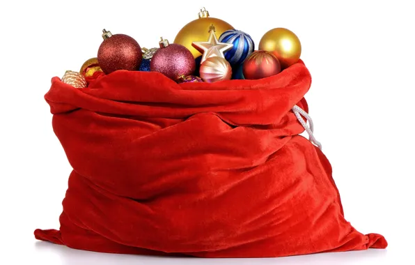 Balls, toys, New year, bag, Christmas, New Year, decoration, Holidays