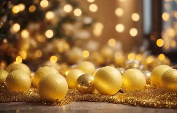 Picture balls, light, glare, lights, gold, holiday, balls, Shine