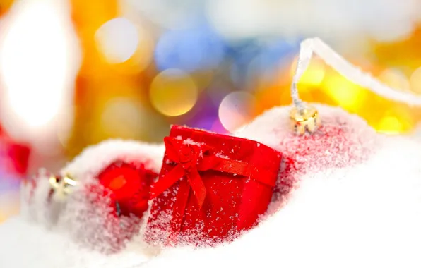 Snow, holiday, Wallpaper, new year, christmas, new year, gifts. Christmas, red.background