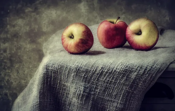 Apples, food, treatment, fabric, fruit, still life, Wallpaper from lolita777, retro style