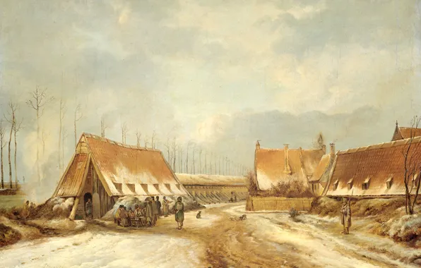 Landscape, oil, picture, canvas, The dungeons of Naarden in 1814, Pieter Gerardus van OS