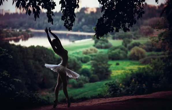 Picture forest, nature, river, dance, ballerina