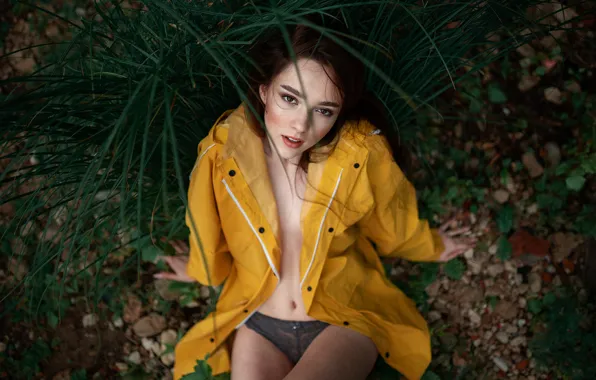 Grass, look, pose, panties, legs, Dasha, Maxim Gontarev