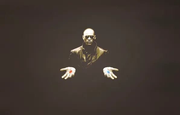 Picture people, minimalism, hands, glasses, pills, matrix, matrix, red