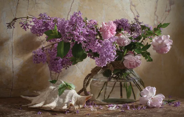 Picture flowers, rose, bouquet, vase, lilac