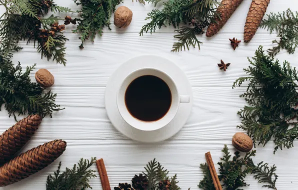 Decoration, New Year, Christmas, Christmas, wood, cup, New Year, coffe