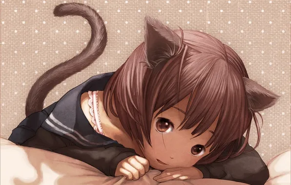 Picture girl, tail, ears, neko