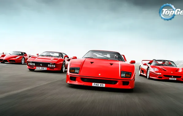 Top Gear, Ferrari, Red, F40, Enzo, Front, Supercars, Track