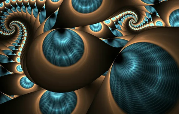 Picture spiral, movement, fractals, plexus, tunnels, 3D graphics, fractals, movement
