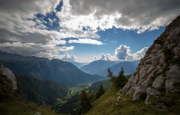 The sky, clouds, mountains, Italy, Val Camonica