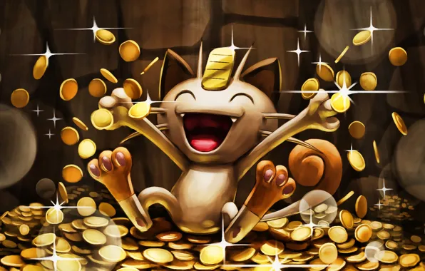 Cat, money, coins, cat, money, pokemon, pokemon, meowth