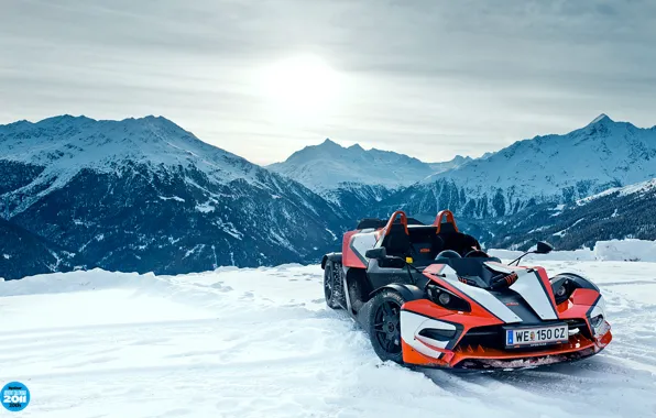 Picture the sky, snow, mountains, supercar, KTM, top gear, top gear, top gear