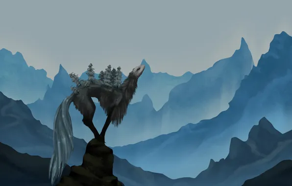 Mountains, nature, being, beast