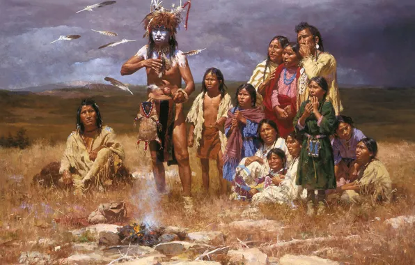 Picture, painting, painting, The Shaman and His Magic Feathers, Arizona Resident Howard Terpning®