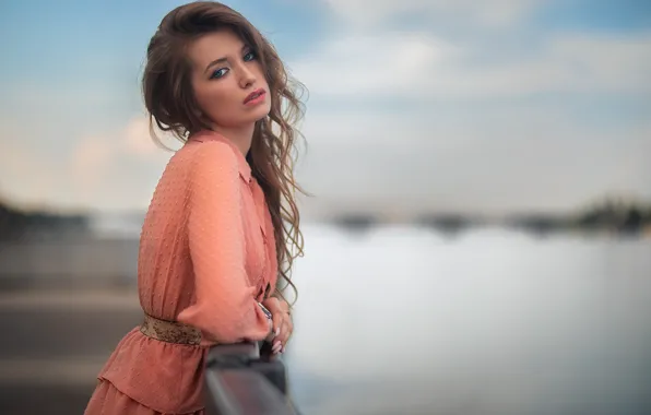 Picture look, girl, railings, blouse, curls, Rus, Dmitry Shulgin