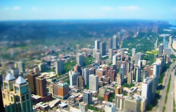 Perspective, skyscrapers, megapolis, tilt shift, Tilt shift