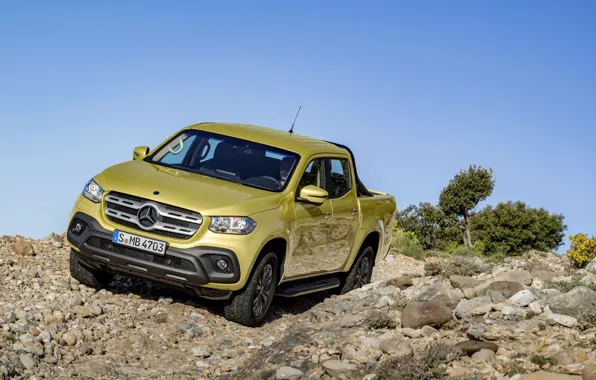 Picture the sky, rock, stones, yellow, Bush, Mercedes-Benz, pickup, 2017