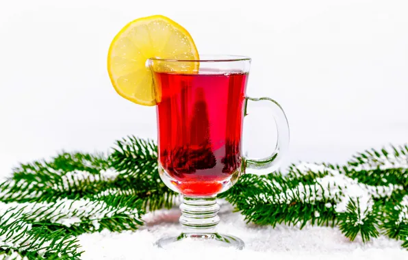 Picture holiday, lemon, glass, new year, Christmas, mulled wine, hot wine