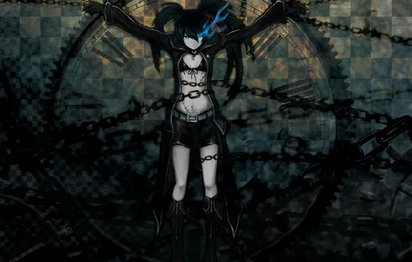 Girl, anime, art, black rock shooter, catch the worm, bsl