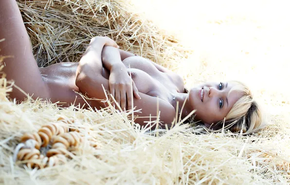 Girl, blonde, hay, lies, bagels