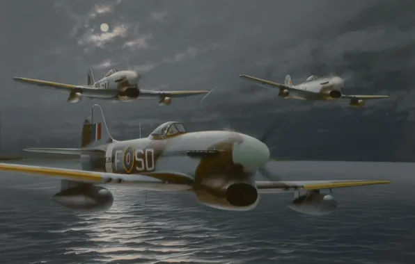 War, art, WW2, The Hawker Tempest