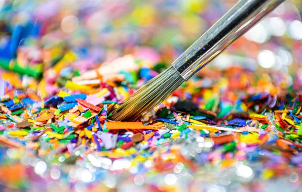 Paint, brush, brush, colorful, bright colors, bokeh, chips