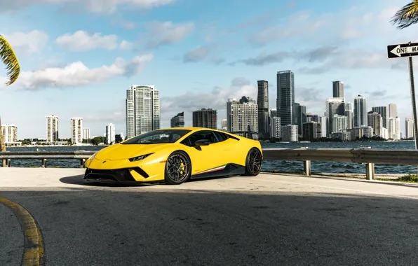 Picture Lamborghini, City, Yellow, VAG, Performante, Huracan