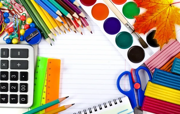Paint, pencils, school, clay, 1 Sep