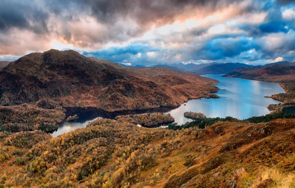 Wallpaper the, clouds, mountains, shore, lake, haze, pond, dal