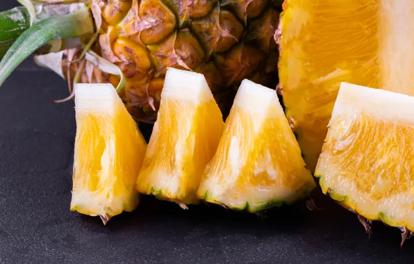 Picture macro, yellow, pineapple, slices