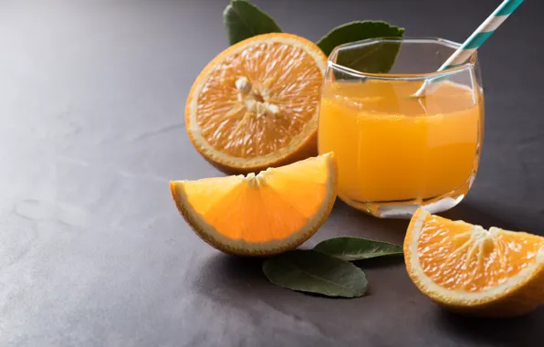 Leaves, juice, citrus, Orange, slices