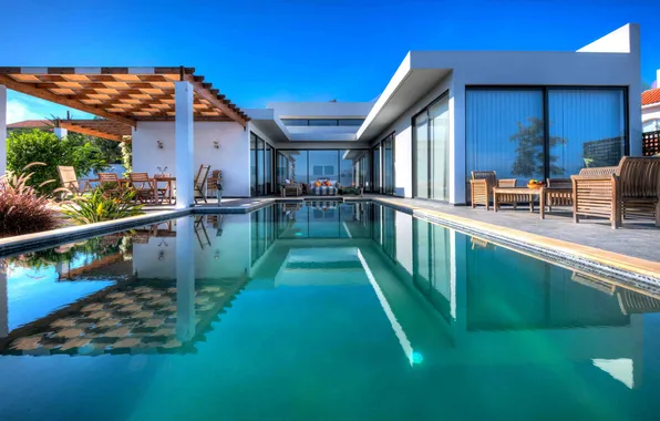 Design, style, Villa, interior, pool