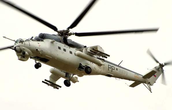Picture flight, helicopter, blades, Mi-24