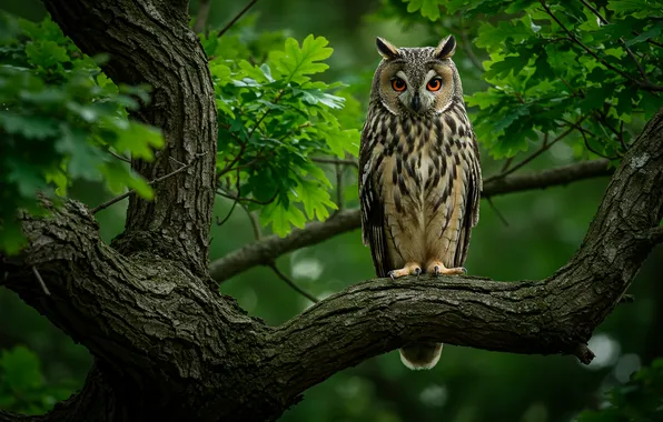 Owl, Wallpaper, art, wallpaper, art, oak, owl, oak