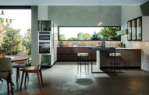 Style, Villa, interior, Italy, kitchen, dining room, dining area, Italian design