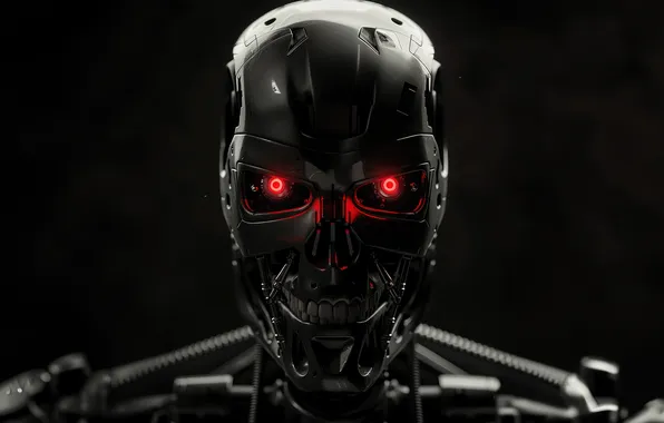 Picture Terminator, AI art, Dark background