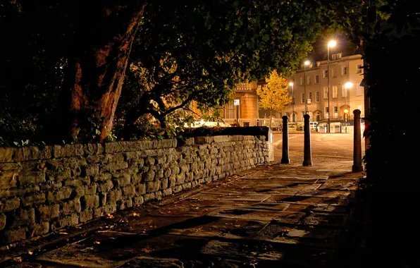 Night, the city, photo, street, lights, UK, the sidewalk, Clifton Bristol