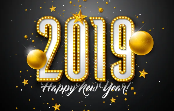 Gold, New Year, figures, golden, black background, black, background, New Year
