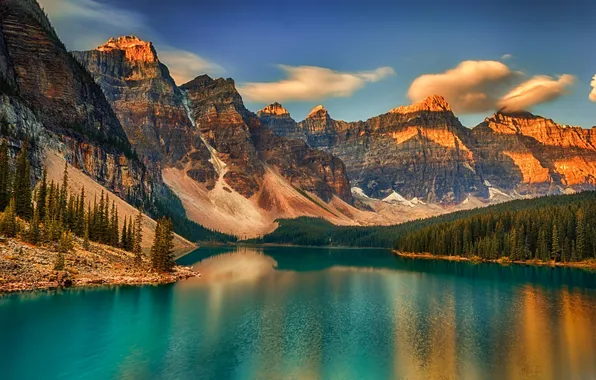 Forest, trees, mountains, nature, lake