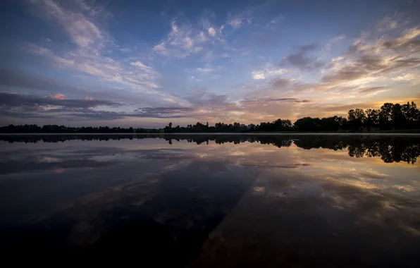 The sky, lake, reflection
